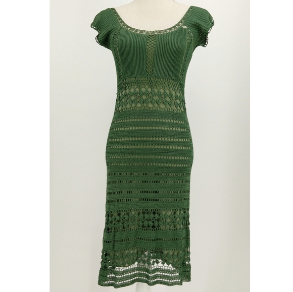 Vivienne Tam Dresses & Skirts - Vivienne Tam Vintage Olive Green Crochet Dress M